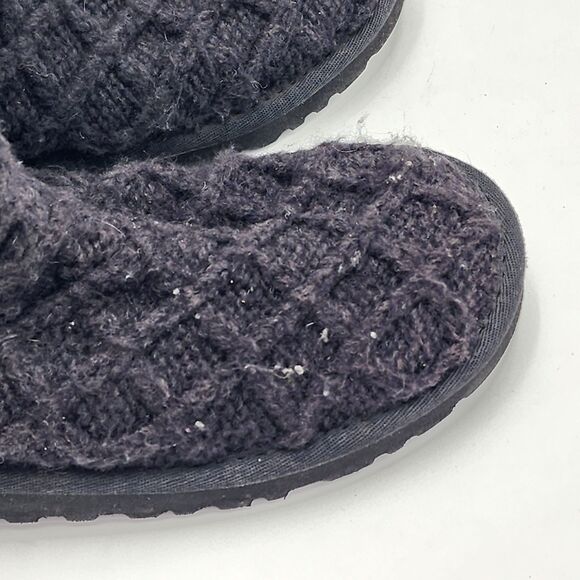 UGG Classic Cardy Knit Button Black Relaxed Boots in Size 6 - Picture 9 of 11